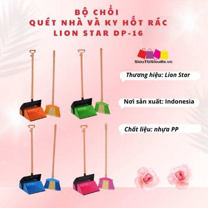 Bộ chổi quét nhà và ky hốt rác Lion Star DP-16