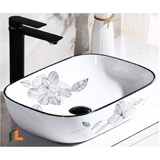 Lavabo chữ nhật hoa văn NL-LG824