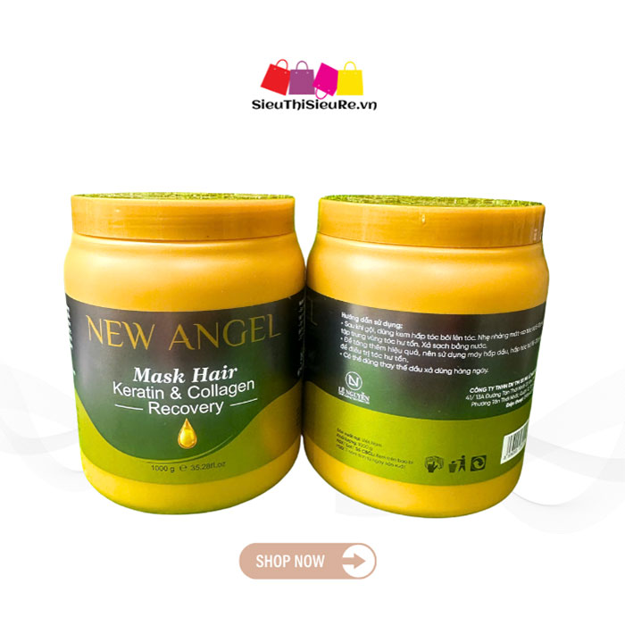 Hấp dầu phục hồi tóc NEW ANGEL Keratin & Collagen 1000g