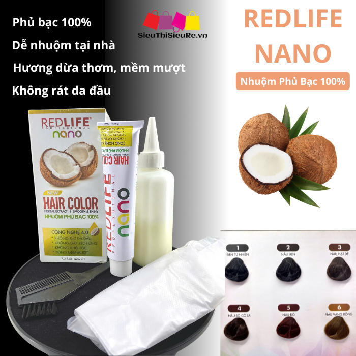 Nhuộm Phủ Bạc 100% REDLIFE NANO