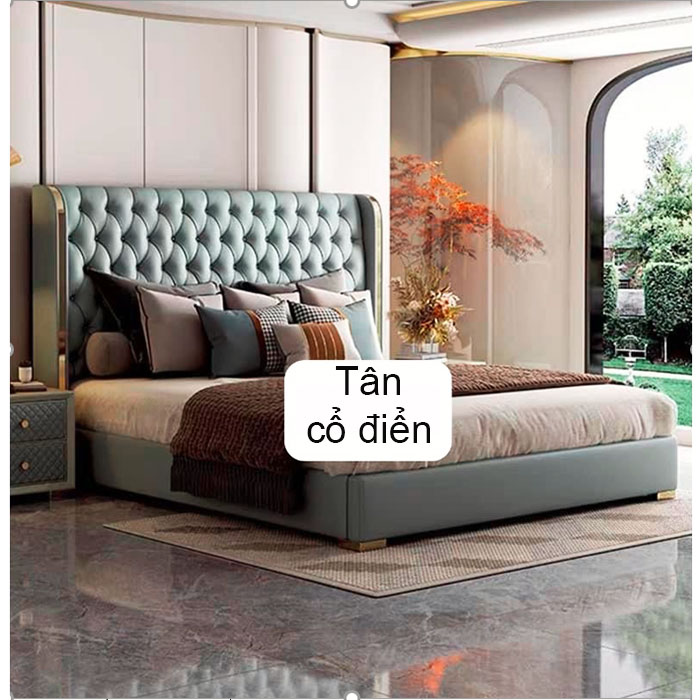 Giường ngủ bọc nệm phong cách Tân cổ điển