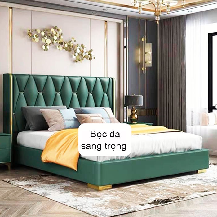 Giường ngủ bọc da phong cách Châu Âu sang trọng