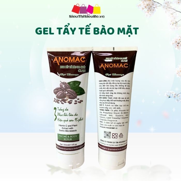 Gel Tẩy Tế Bào Mặt ANOMAC Cà Phê 300ml