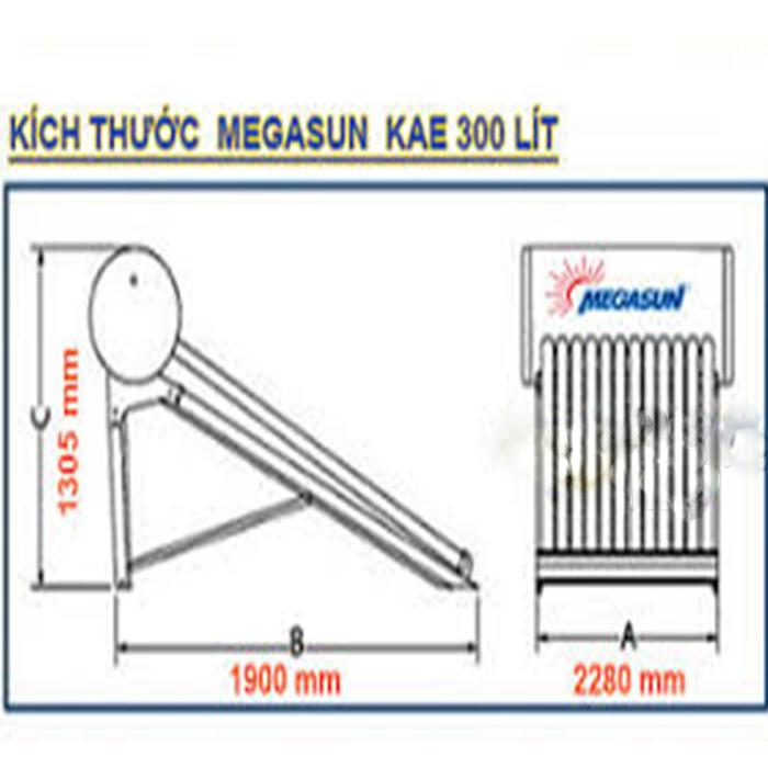 Máy nước nóng năng lượng mặt trời MEGASUN 300L