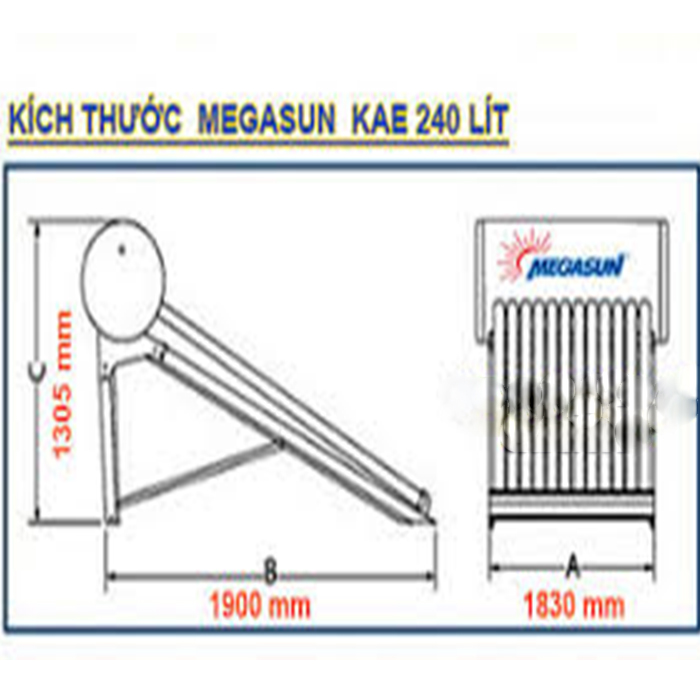 Máy nước nóng năng lượng mặt trời MEGASUN 240L